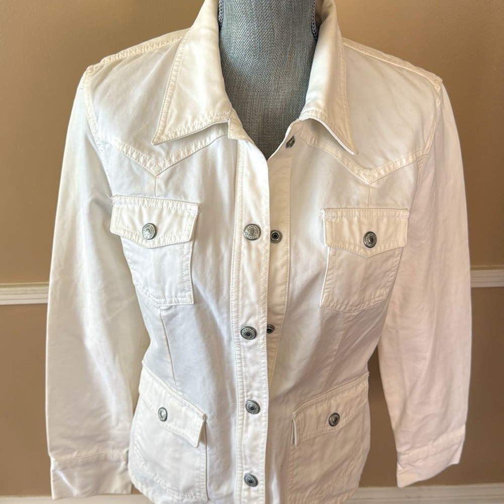 Gap White Button-Up Jacket With Pockets Size Medi… - image 8
